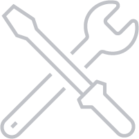 Vector line graphic of a wrench and screw driver
